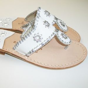 Jack Rogers White and Silver Flats